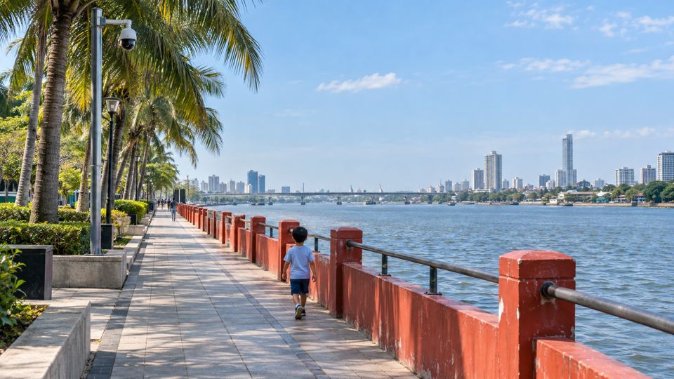 Riverbank Child Safety Zone with AI detections