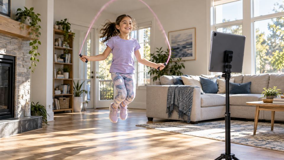 Rope Skipping and Exercise Counting, generated site photo 1 with example AI detections